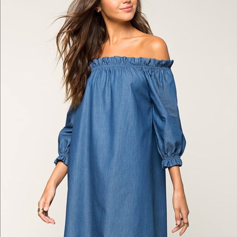 Off The Shoulder Denim Dress